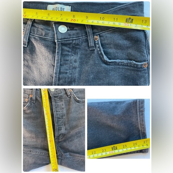 Agolde Nico High Rise Slim Straight Denim Jeans Distressed In Cassette Sz 25 - Picture 13 of 16